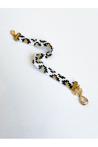 Nevoaccessory Siyah Leopar Desenli Miyuki Bileklik Çok Renkli
