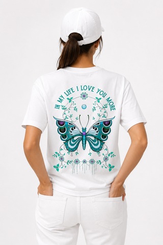 Bayloranzzo Love You More %100 Pamuk Heavy Cotton Premium Kalite Kadın Tişört Beyaz
