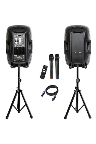 Hs-1500-pak Taşınabilir Ses Sistemi Seti 12 İnç İkili 1500w+800w