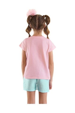 Denokids Mushi Deniz Kızı Kız Çocuk T-shirt Şort Takım Çok Renkli