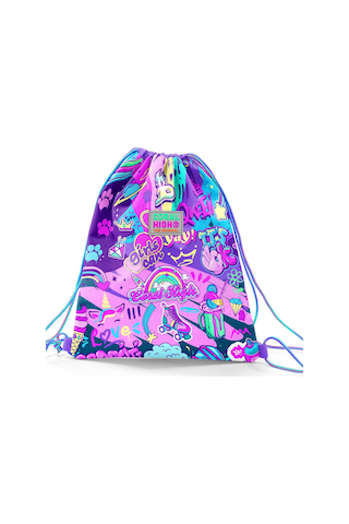 Coral High Kids Grafiti Desenli İpli Büzgülü Sırt Çantası 12648 Pembe - Mor