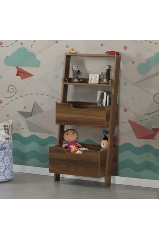 Pasifichome Low Oyuncak Montessori Raflı Kitaplık&Oyuncak Dolabı Ceviz