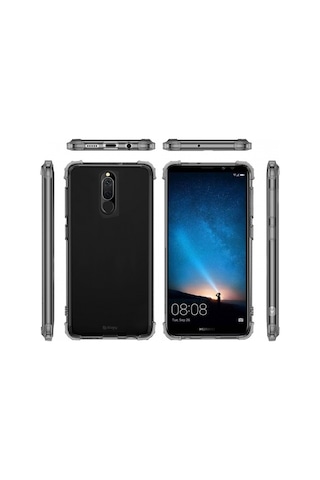 Blogy Mate 10 Lite İle Uyumlu Crystal Fit Kılıf Smoke Black