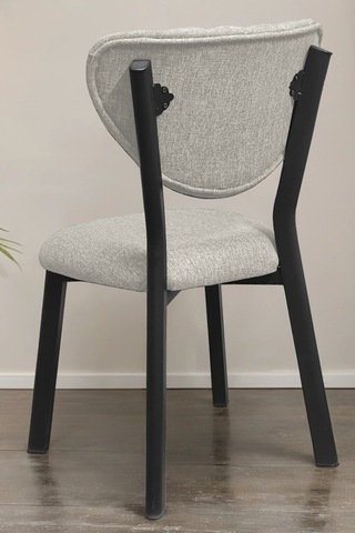 Nemeron Mutfak Masa Sandalyesi Kafe Restoran Yemek Odası Çizgili Yarmalı Sandalye Silinebilir - Krem Krem