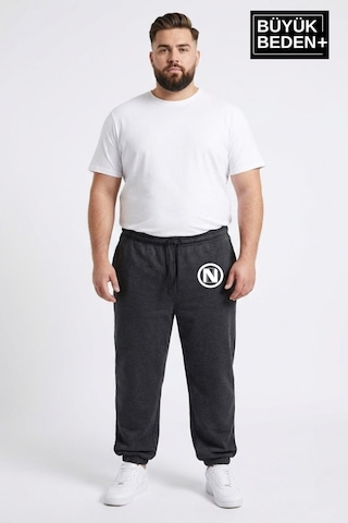 Süperlife Erkek Büyük Beden N Logolu Paça Lastikli Rahat Kesim Jogger İnce Eşofman Altı Spr26bea951-4 Antrasit