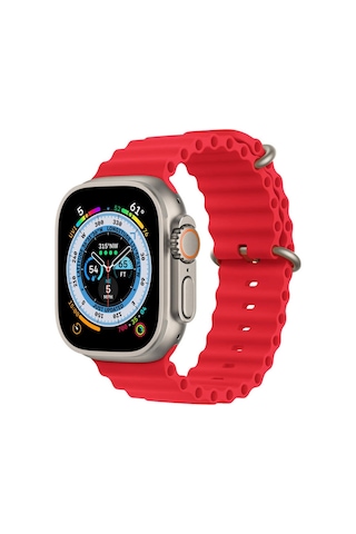 Apple Uyumlu Watch 1 2 3 4 5 6 7 8 Se Ultra 38/40/41mm Ocean Loop Tokalı Kayış Kordon - Kırmızı