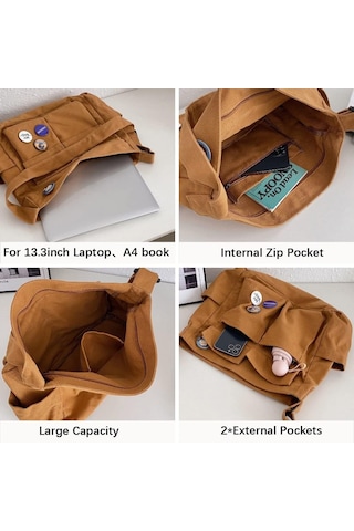 Kadınlar İçin Tuval Çapraz Çanta, Tuval Omuz Çantaları Estetik Haberci Çantası Y2k Satchel Çanta Hobo Tote Çanta Okul Seyahat Günlük Günlük Beyaz A344 Beyaz