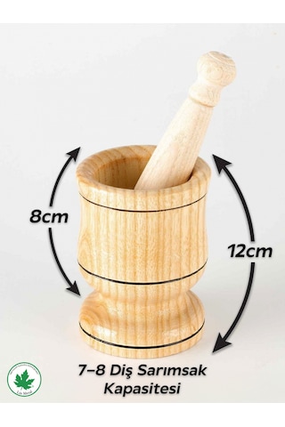 Ahşap Havan Sarımsak Döveceği Büyük Boy 12 Cm, 7 Diş Sarımsak Kapasite, Hakiki Ahşap Ezici
