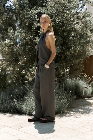 Mai Collection Mai Studios Co. Prasetsah Bağlamalı Antrasit Crop Pantolon Takım Antrasit