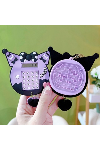 Hangfox Kara Kuromi Desenli Mini Hesap Makinesi Anahtar Zinciri - Arkada Labirent Bulmaca Ve Eğitici Oyun Özelliği