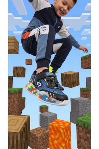 Nstil Günlük Unisex Çocuk Spor Ayakkabı Sneaker Cırtlı Rahat Hafif Konforlu Dayanıklı 02-03 Siyah - Saks