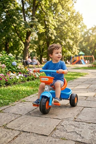 Boni Bike 3 Tekerli Metal Gövdeli 50kg Taşıma Kapasiteli Ön Ve Arka Sepetli Renkli Çocuk Bisikleti Turuncu