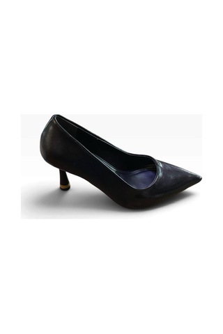 Ayem Kadın İnce Metal Detaylı Topuklu Stiletto Siyah - 940730570 Siyah