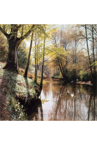 Sonbahar Ağaçlı Manzaralar Doğal Taş Bardak Altlığı 4'lü Set - Natural Stone Coasters - Taş Çok Renkli