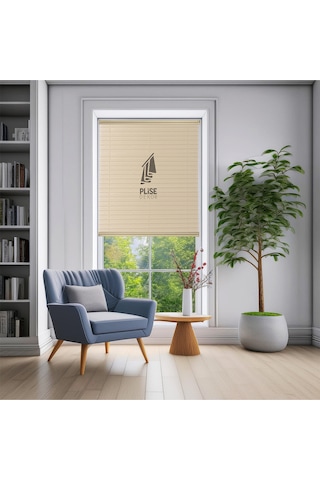 Plise Dekor Krem Plise Perde - Cam Balkon Perdesi Vidalı Sistem