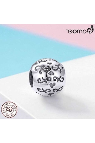 Novahub Bamoer 925 Ayar Gümüş Aşk Ve Güzel Hayat Charm Yuvarlak Boncuk Fit Bilezik Dıy, Sevgi Ve Mutluluğu Taşıyın Gümüş