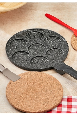 Polochef Granit Döküm Emoji Pankek Tava 26 Cm Siyah