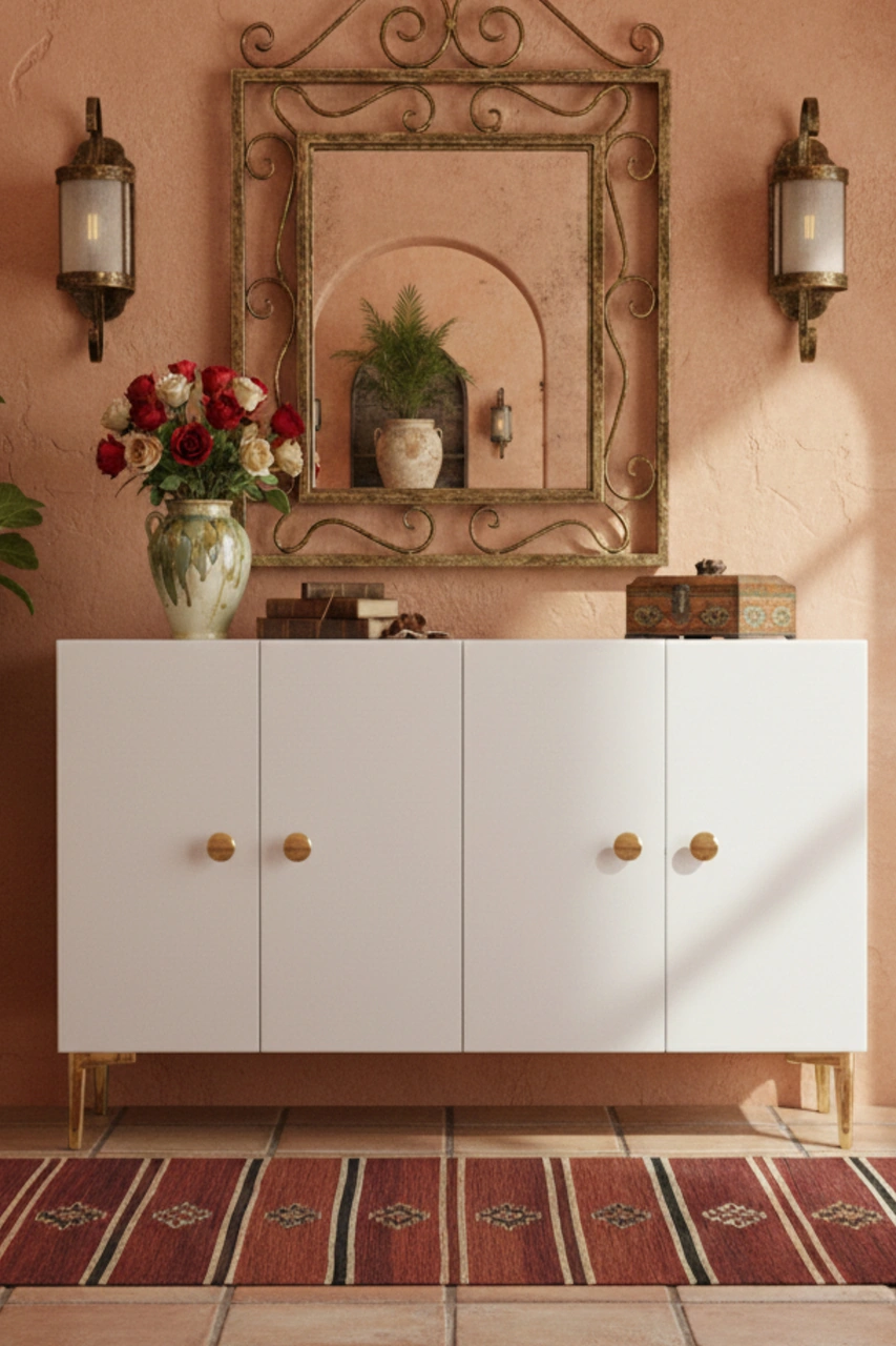 Ka1204bg Sımple120 Konsol, Kahve Köşesi Ve Tv Sehpası Beyaz-gold 120cm Beyaz