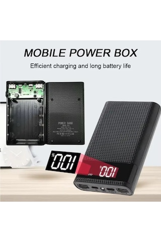 Boatshop1 Usb C Ve Usb Girişli 4x18650 Power Bank Kılıfı Siyah Ka4 İphone Pvc Kapak Taşınabilir Şarj