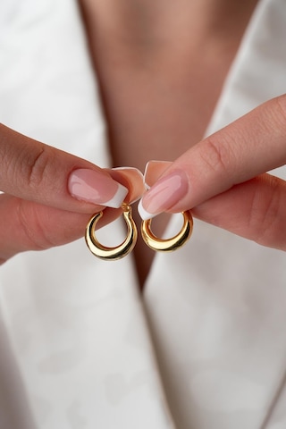925 Ayar Gümüş Gold Rengi 15 Mm Halka Şarnel Küpe Gold