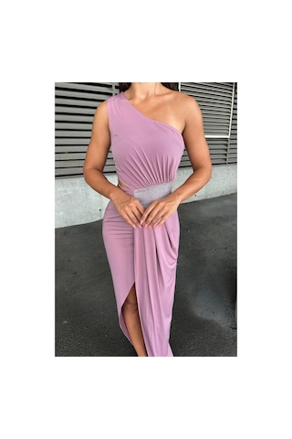 Bezos Sandy Kumaş Omuz Kesim Abiye Tek Balık Elbise Renk: Pembe Beden: Xl Hb006