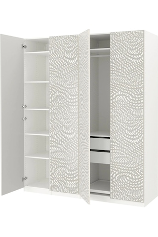 Ikea Beyaz Sağlam Kapaklı Gardırop 200x60x236 Cm