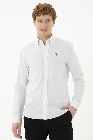 U.S. Polo Assn. Erkek Baskılı Beyaz Gömlek 50288673-VR013