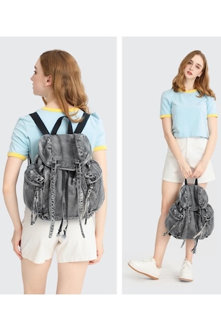 Denim Kot Kumaşı Kadın Sırt Çantası Barcelona 3217 001