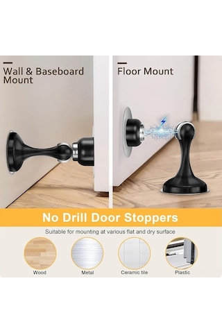 Pazly Manyetik Kapı Tutucu - Duvar Ve Zemin Koruyucu, Sessiz Kapanma, Paslanmaz Çelik