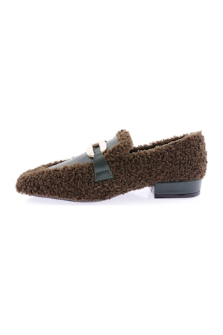 Dgn 5270-424 Metal Tokali Peluş Kadin Oxford Ayakkabi Yeşil Peluş