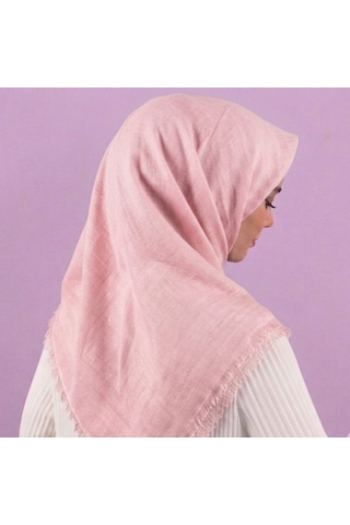 Özense Çift Flamlı Pamuklu Terletmeyen 4 Mevsim Kullanılabilir 100x100 Cm Açık Pembe Renkli Eşarp