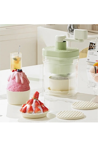 Jialan Traş Buz Makinesi Küçük Manuel Buz Kırıcı Ev El-krank Yeşil