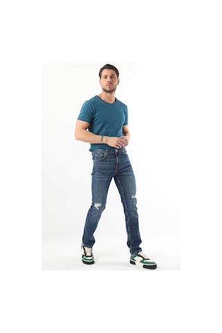 Erkek Dizi Yırtık Jean Pantolon Mavi 001