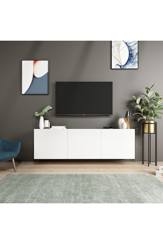 Bmdekor Tv Sehpası Duvara Asma Wishe Beyaz 150 Cm