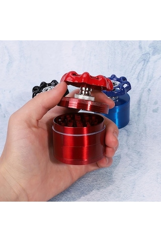 Elmpaly Siyah 50mm 4 Katman Manyetik Kapaklı Manuel Tütün Değirmeni Elektriksiz