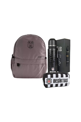 Beşiktaş Okul Sırt Çantası , Beşiktaşsanslı Premium Kutulu Termos Matara Gri
