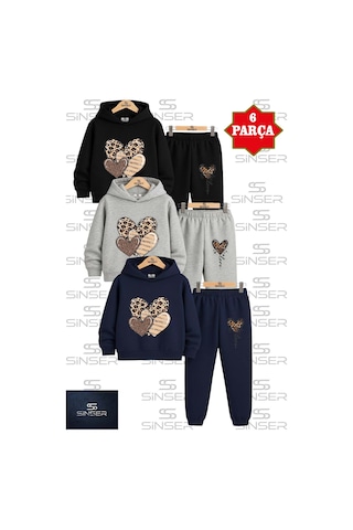 Ss Sinser Çocuk 3lu Takım "kallpler Leopar Desenlı" 3lu Kapşolu Eşofman Takımı Çok Renkli