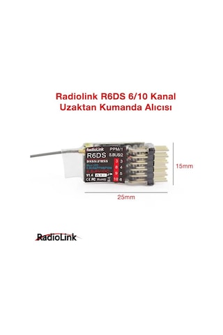 Radiolink R6ds 10 Kanal Uzaktan Kumanda Alıcısı Receiver Pwm+ppm&s-bus At9&at9s&at10&at10ıı İle Uyumludur