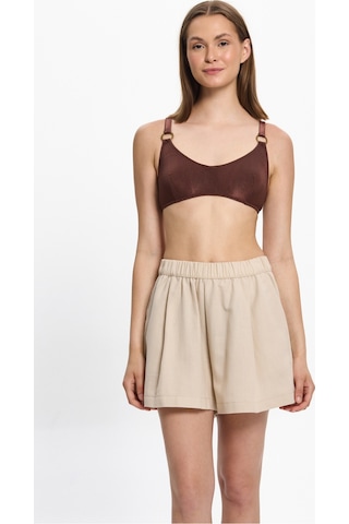 Toosalty Kadın %100 Cotton Kısa Cepli Plaj Şortu 25pl10st Bej