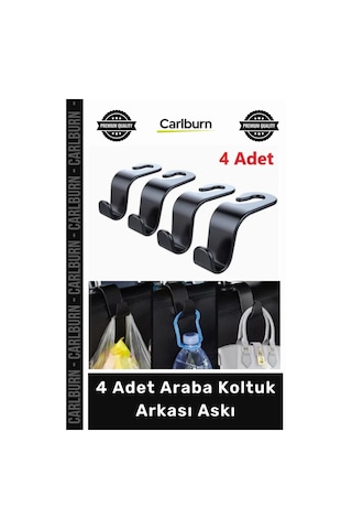 Araç İçi Düzen Güvenlik Çanta Poşet Askısı Dayanıklı Pratik Montaj 4 Adet Araba Koltuk Arkası Askı