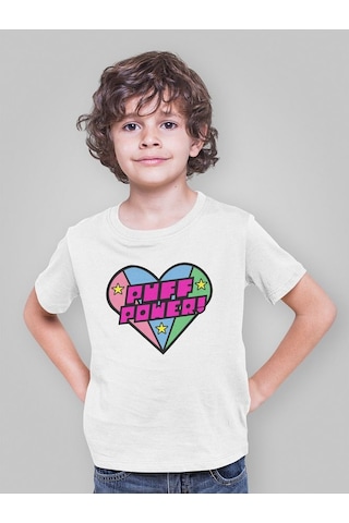 Sevbano Puff Power Yazılı Power Puff Girls Baskılı Unisex Çizgi Film Çocu Beyaz