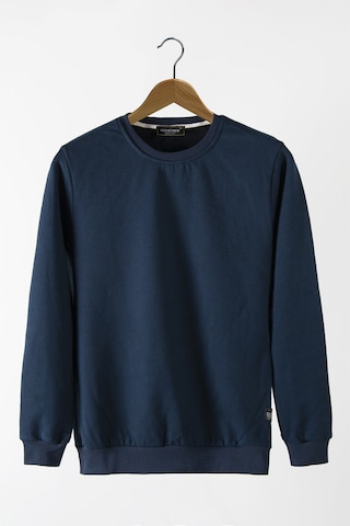 Terapi Men Erkek Lacivert Bisiklet Yaka Basic Düz Sweatshirt Lacivert