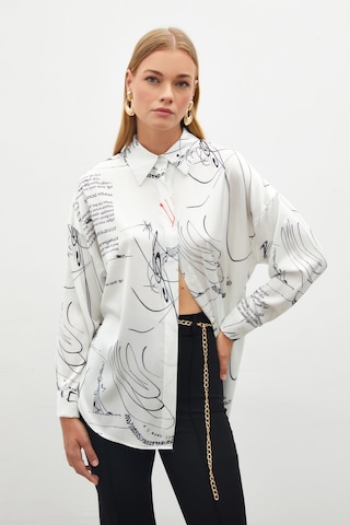 Sateen Desenli Salaş Gömlek - Siyah-134875 Siyah