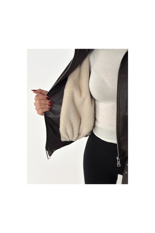 Karabulut İçi Peluş Detaylı Kemerli Deri Ceket Kahverengi233434223 Kahverengi233434223