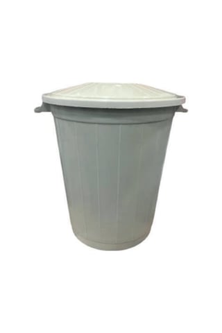 Çöp Kovası 70 Lt Çöp Kovası Kapaklı Büyük Boy Çöp Bidonu Dayanıklı Çöp Kovası - Gri Açık Bej