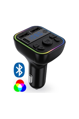 Rgb Bluetooth Araç Kiti Transmitter Usb Type-c Mp3 Sd Kart Flash Hızlı Çakmaklık Şarjı