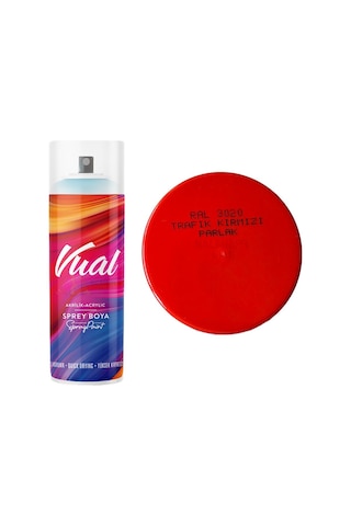 Permolit Vual Akrilik Sprey Boya Trafik Kırmızı Parlak 400 Ml - Ral3020 Kırmızı