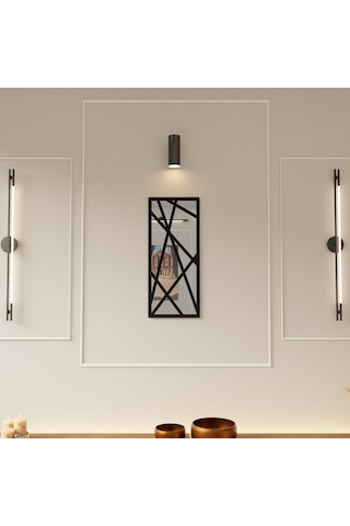 Dekoratif Modern Geometrik Pleksi Ayna Siyah