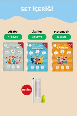 Kidslar Magic Learn - Kabartmalı Sihirli Yazı Kitap Seti