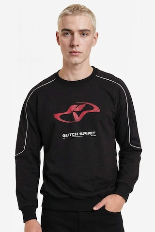 Defacto Boxy Fit Bisiklet Yaka Baskılı Sweatshirt F8660ax26spbk81 Siyah-bk81